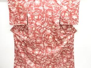 大正ロマン　枝花模様織出しお召し着物